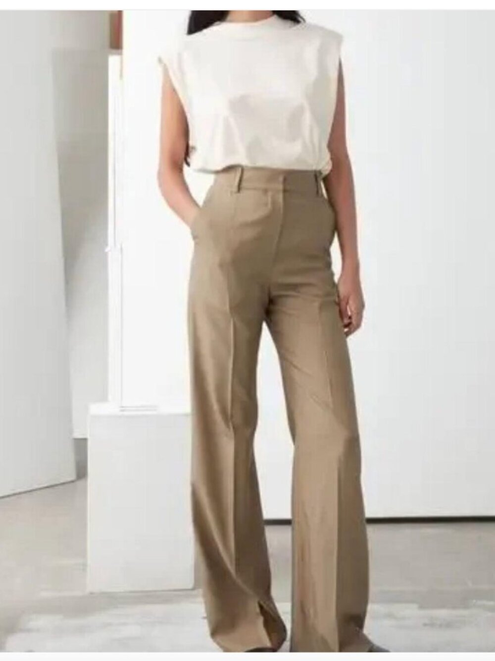 & OTHER STORIES Wide Flared Trousers Tan Women’s 6